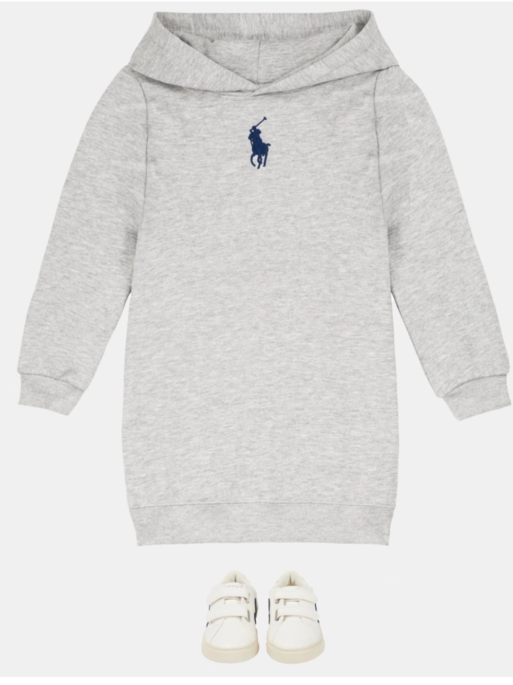 Ralph Lauren Light Gray Logo Hoodie Dress for Kids